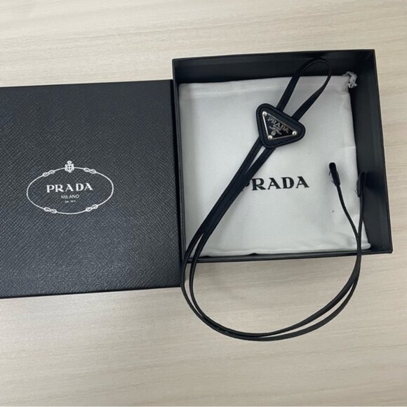 Prada Saffiano Leather Bolo Tie Unisex - Picture 1 of 6